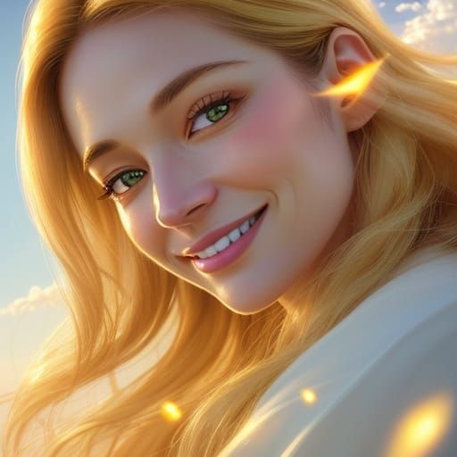 Happy Woman Bathed in Divine Sunshine