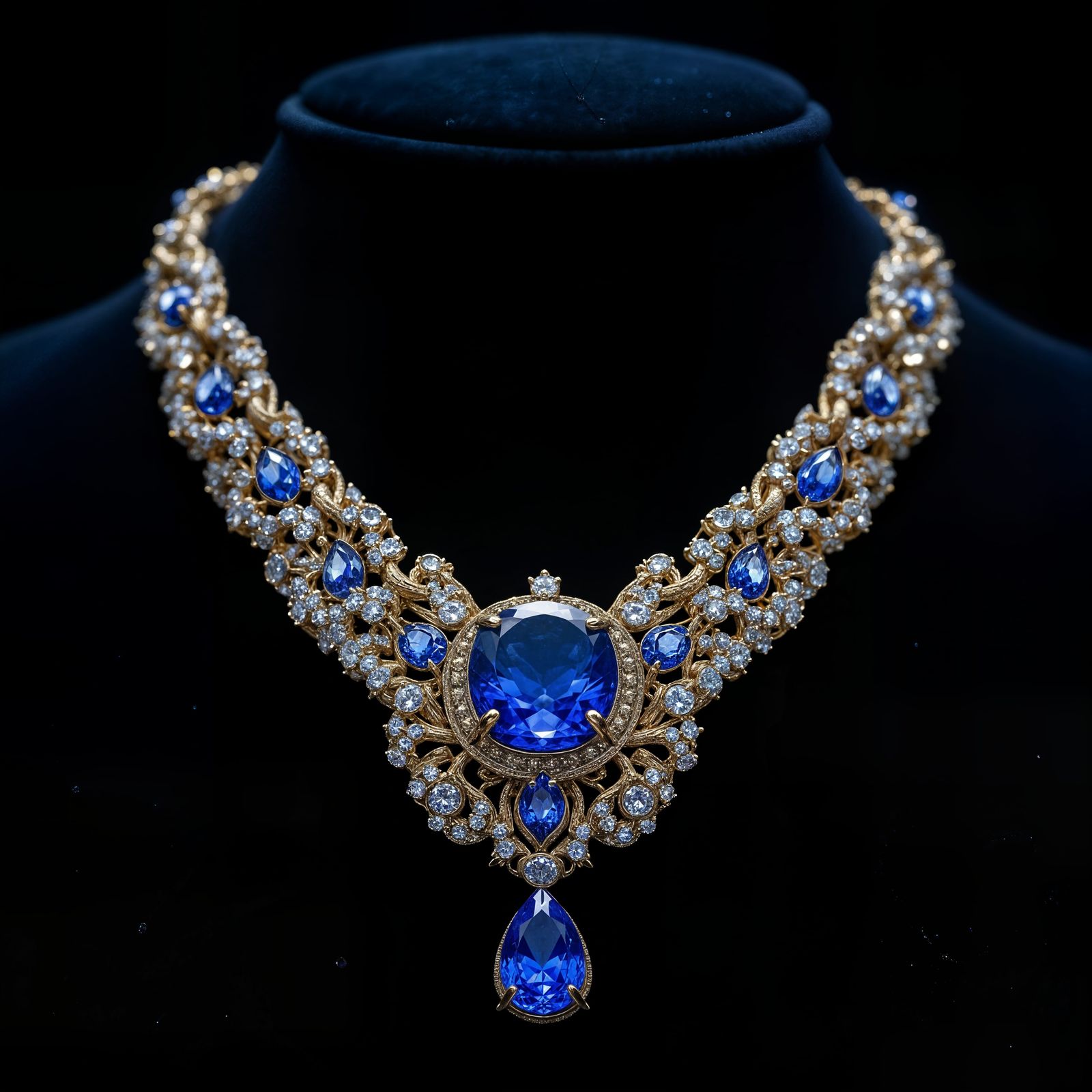 Luxurious Sapphire and Gold Jewelry in Hyperdetail
