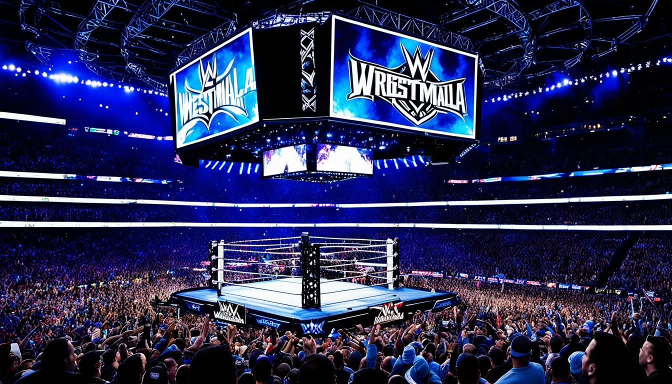 Wrestlemania Wrestling Ring in Packed Arena