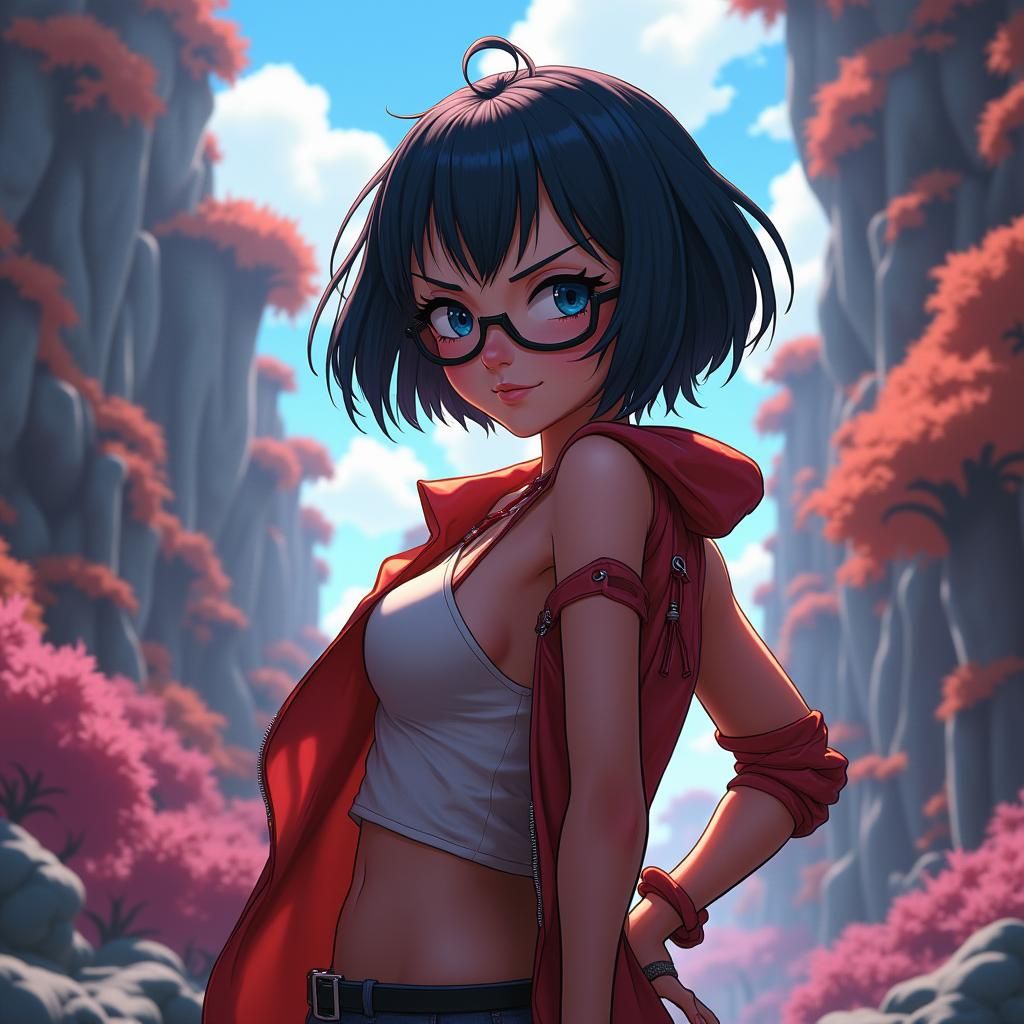 Curvy Girl in One Piece Anime Style