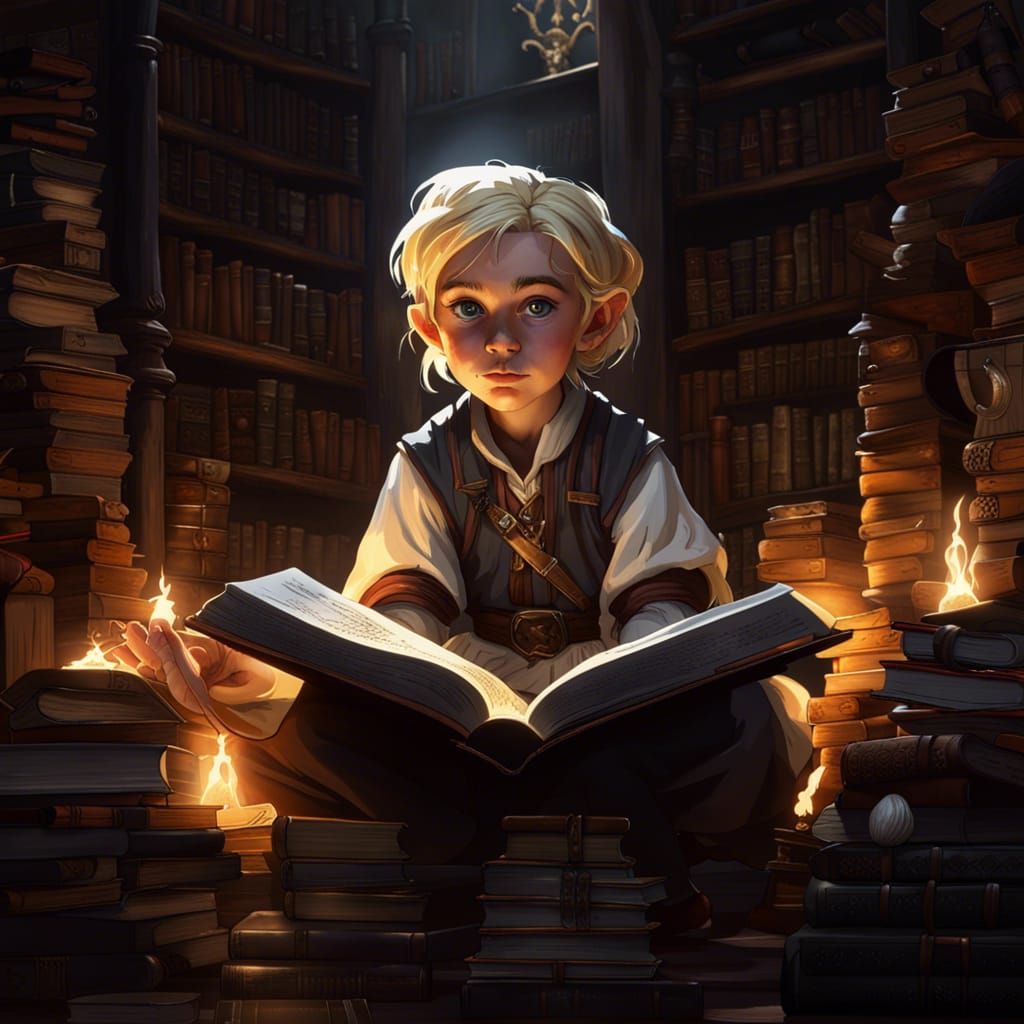 Gnome Cleric Surrounded by Shadows, Detailed Digital Art
