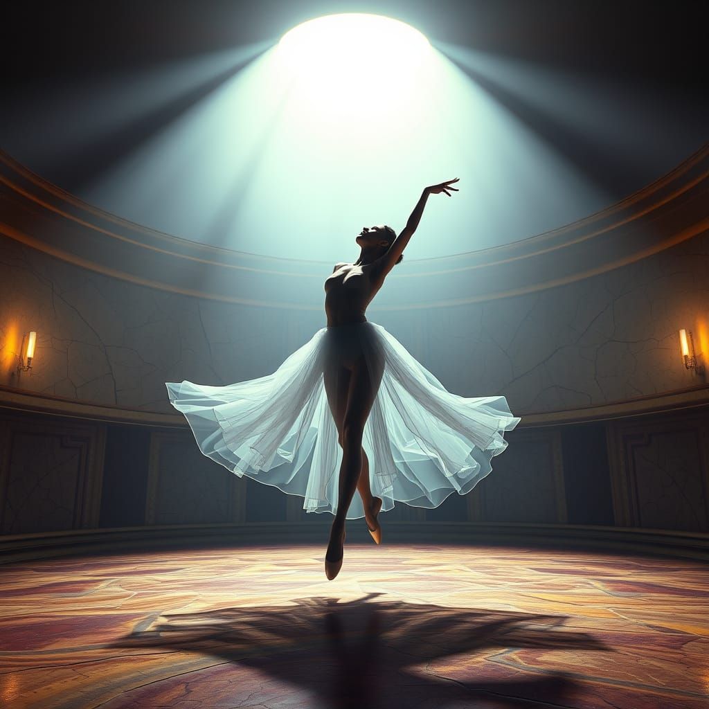 Ethereal Dancer in a Faded Grandeur