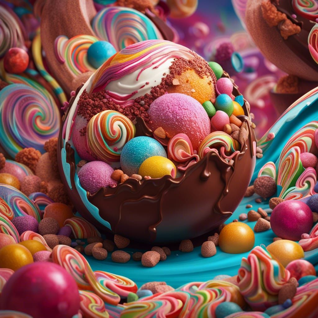 Confectionary Ice Cream Cornucopia in Candy Wonderland