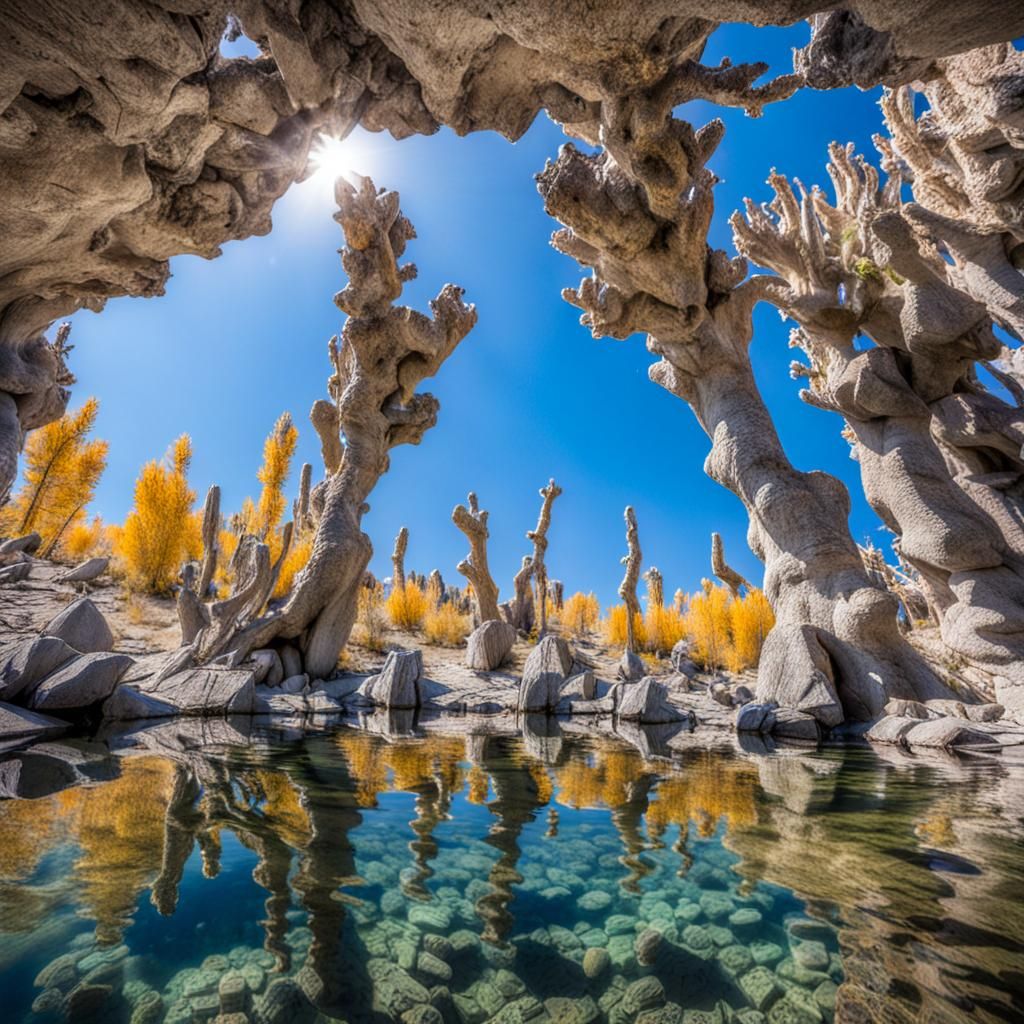 Underwater View of Mono Lake Ecosystem