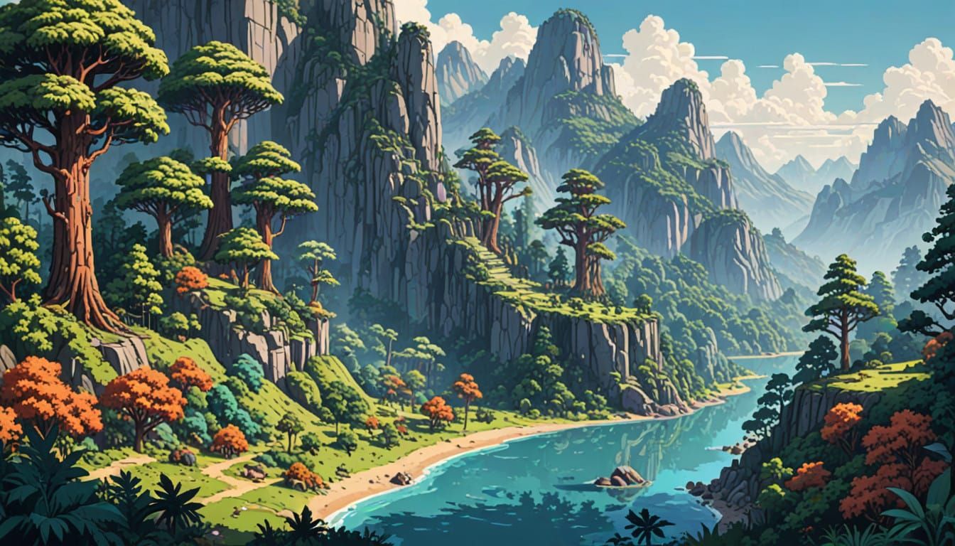 Pixel Art Realm of Luxurious Giants