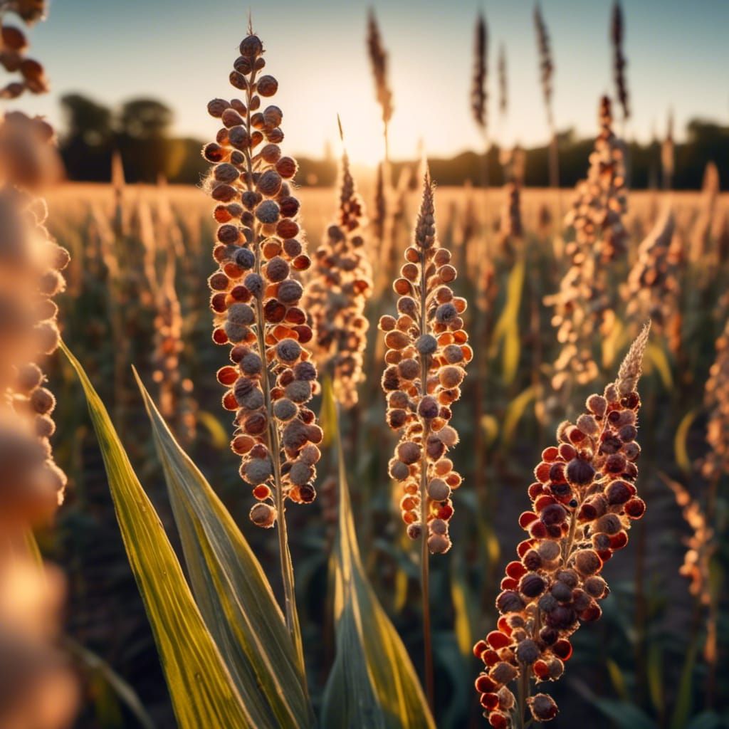 Sorghum Field in Soft Morning Light: Photorealistic Image
