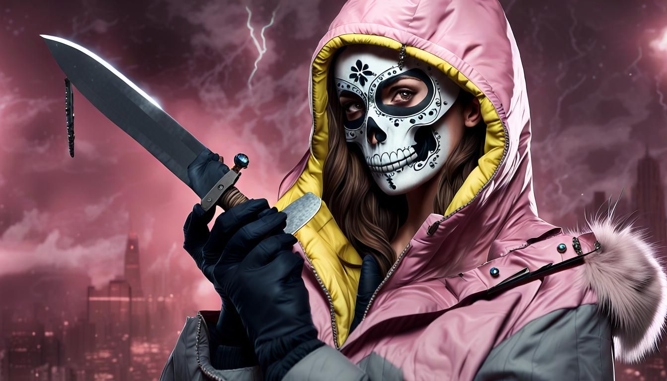 Assassin with Skull Mask in New York, Digital Art