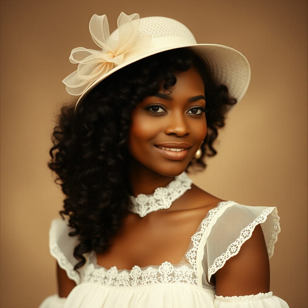 Elegant African American Woman in Vintage Portrait Style