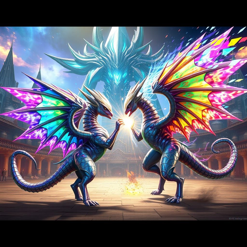 Majestic Pokémon Battles Alien Warrior in Ancient Arena