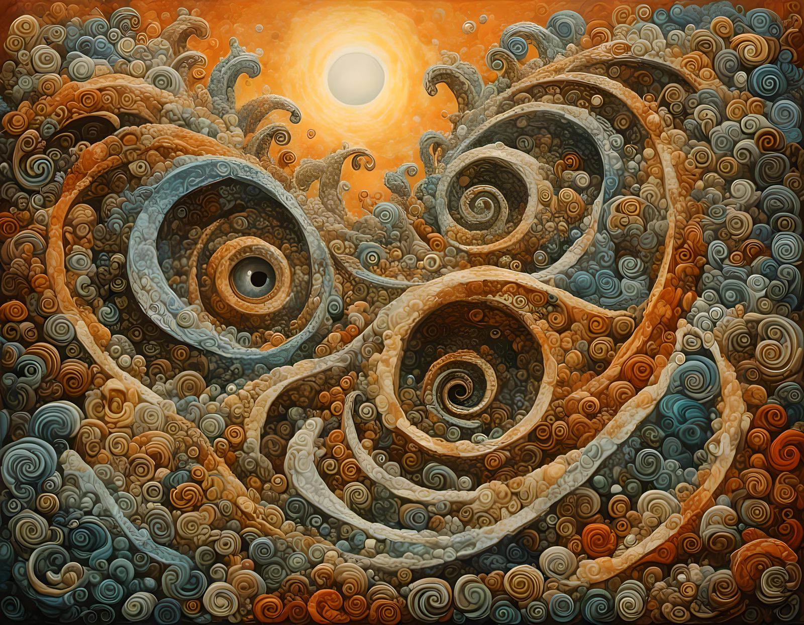 Psychedelic Swirling Stones in Retro Seventies Style