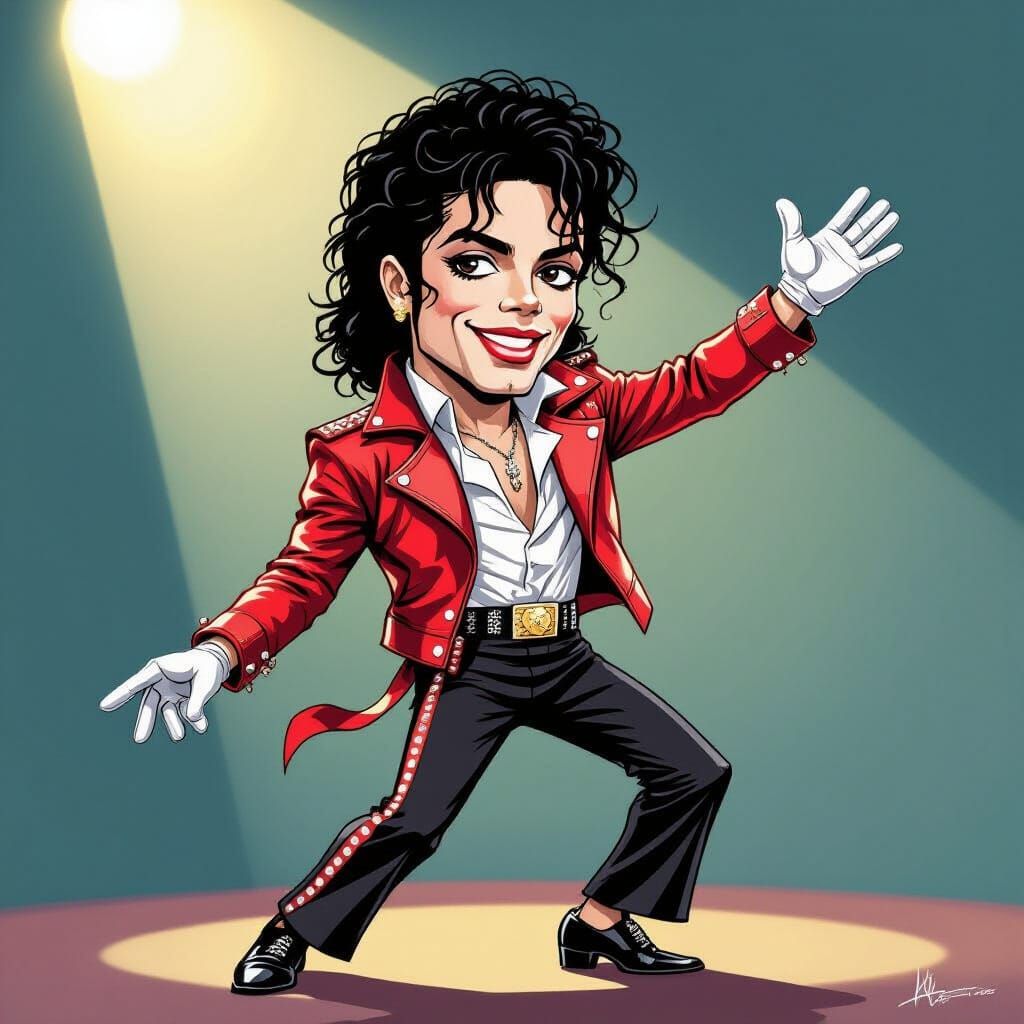 Michael Jackson Billie Jean Caricature in Comic Art Style