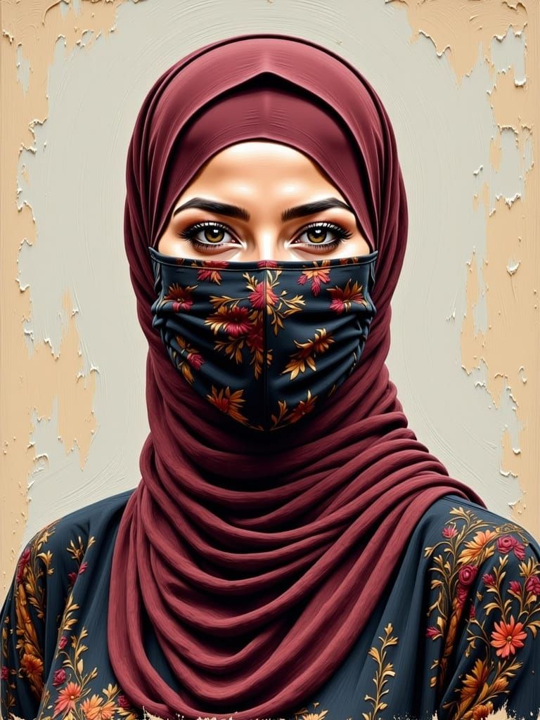 Beautiful Student in Hijab: Oil Painting Portrait