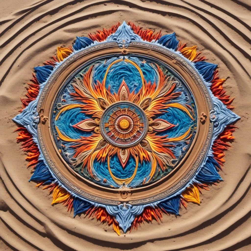 Sand Mandala Created by Tiny Tornado