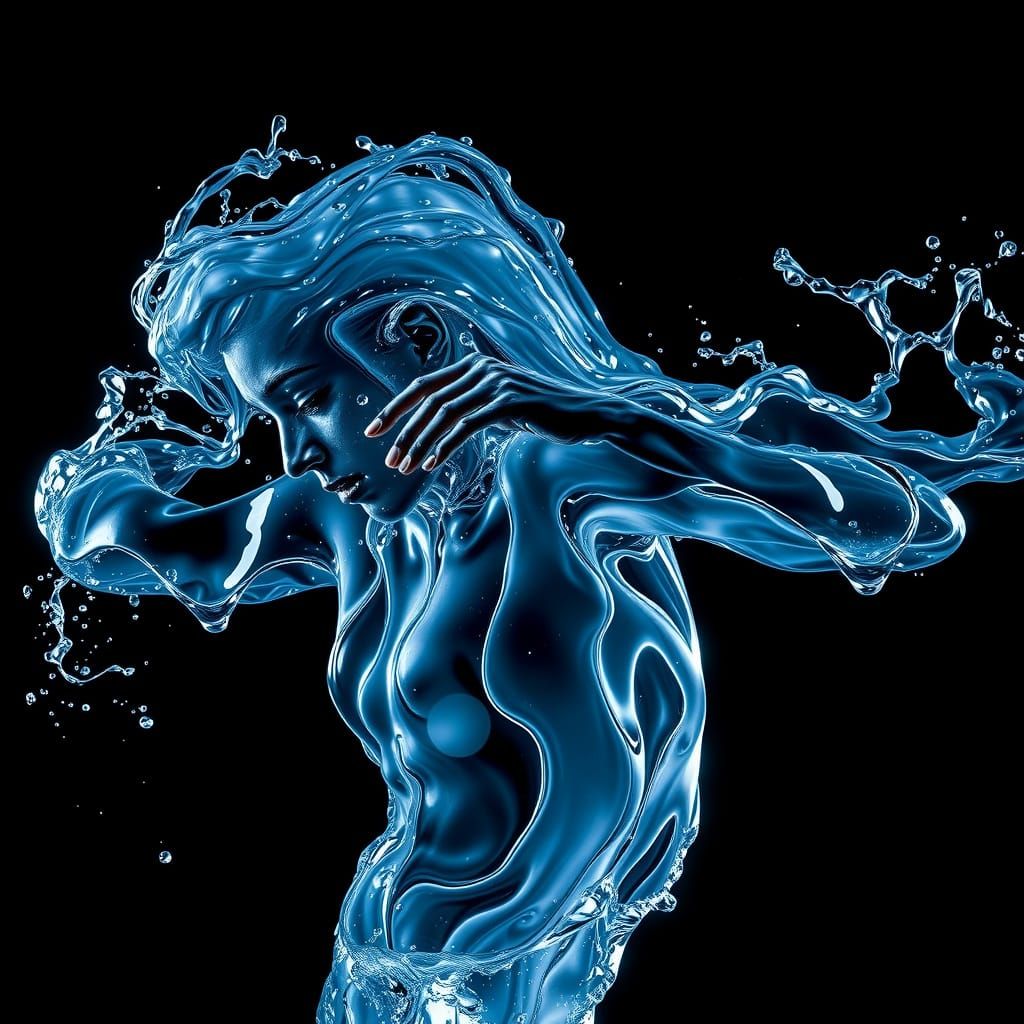 Transparent Water Goddess in Hyper-Realistic Portraiture