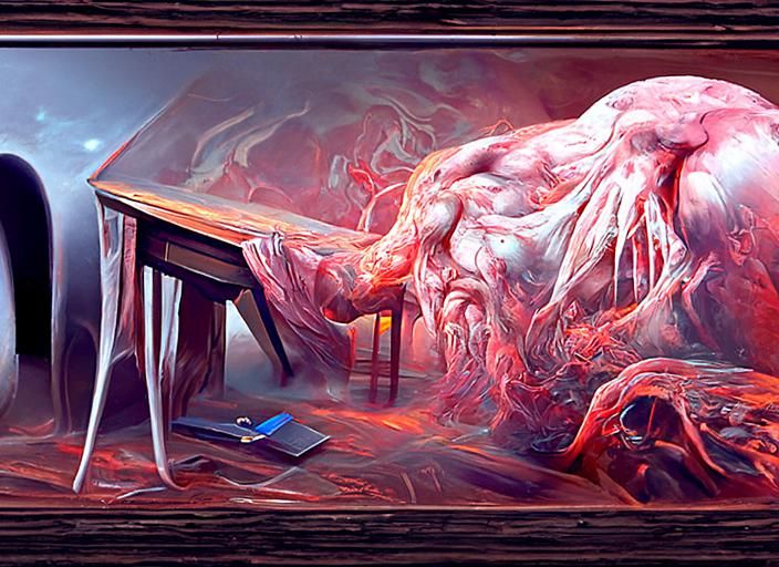 Melting Businessman in Dystopian Office