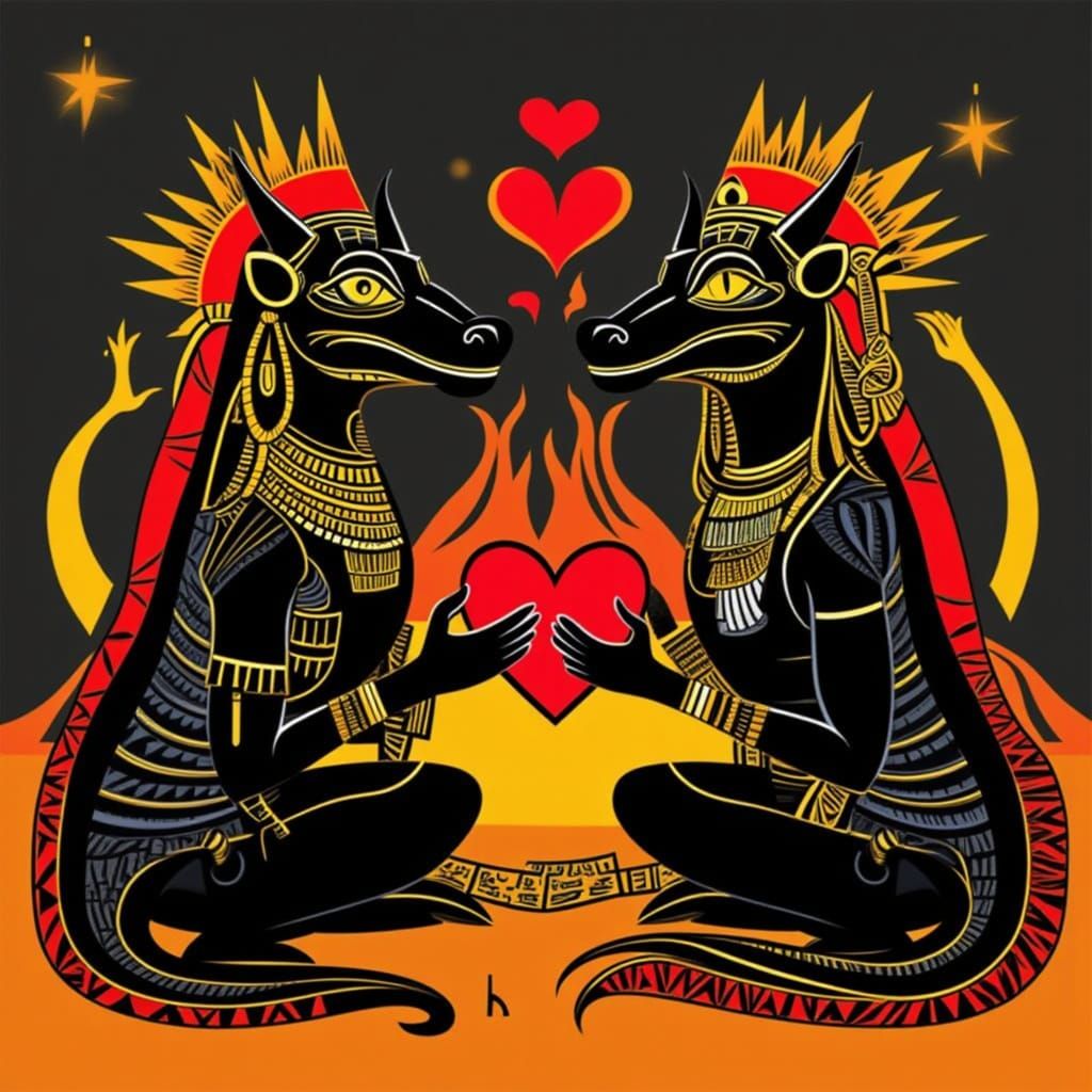 Romantic Lava Creatures Erupting with Love