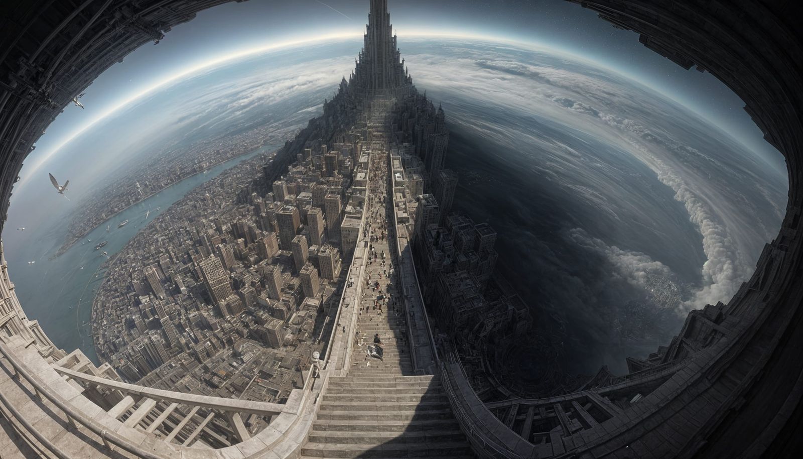 The City Realms of Chadus & Nurn, connected by heavenly stai...