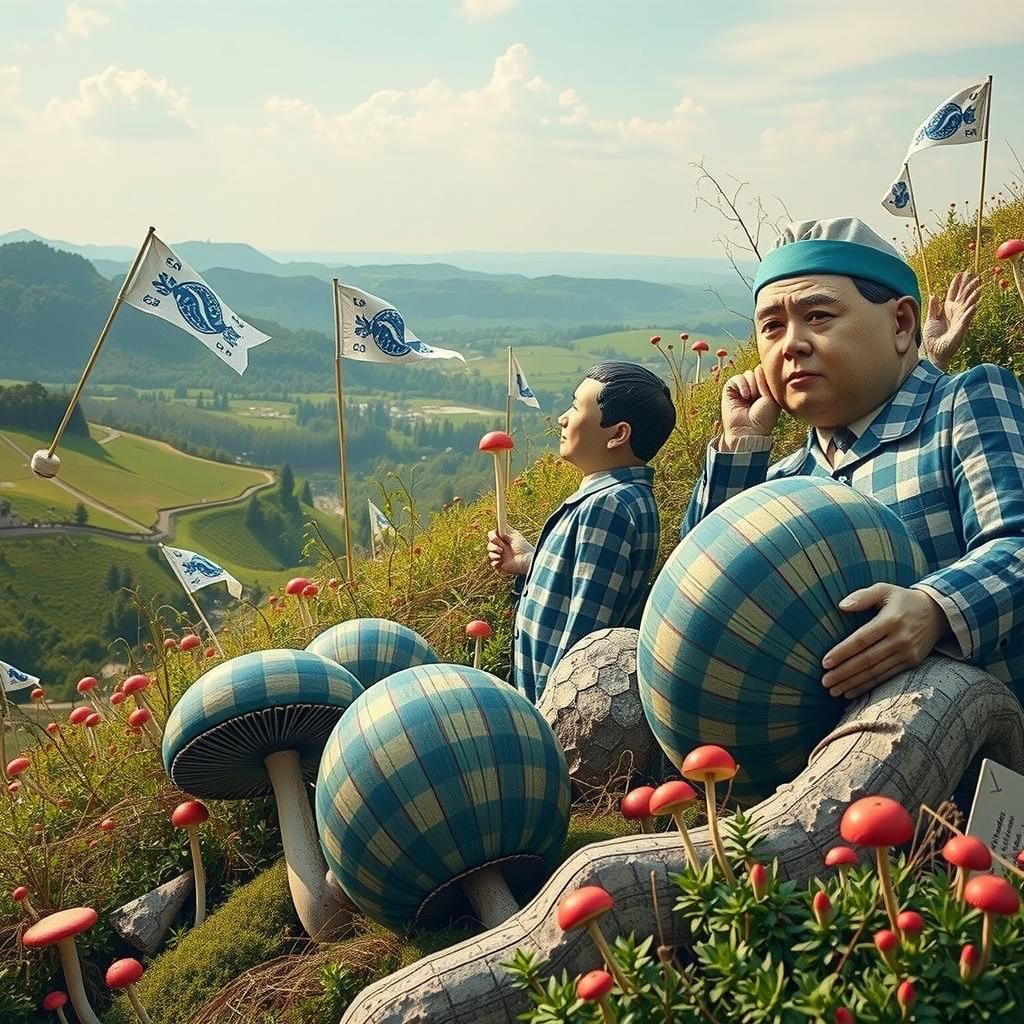 Porcelain Bureaucrats Counting Surreal Mushrooms