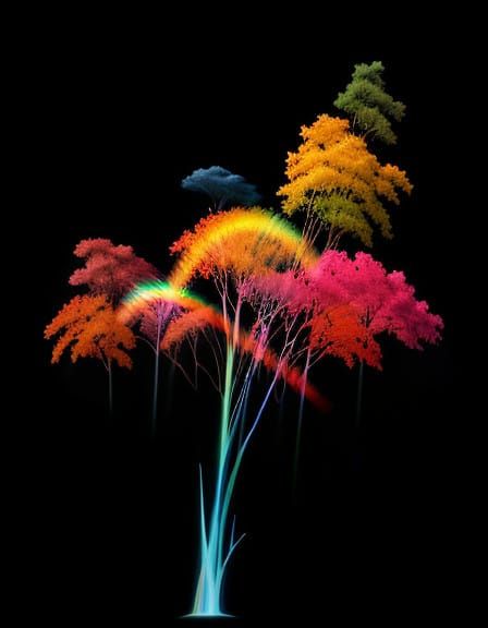 Ethereal Rainbow Arcs Across a Misty Landscape in Dreamy, Vi...