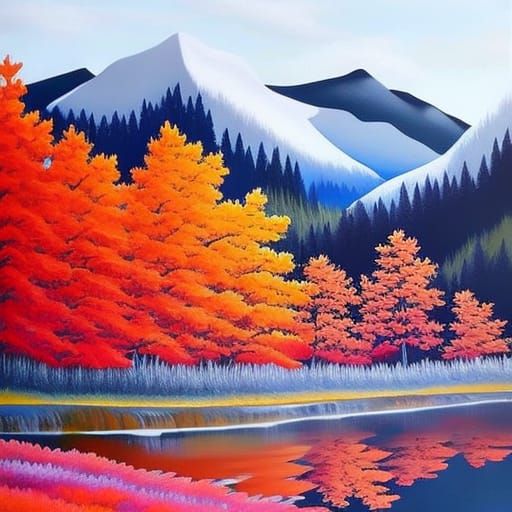 Four Seasons Abstract Painting in Graffiti Style