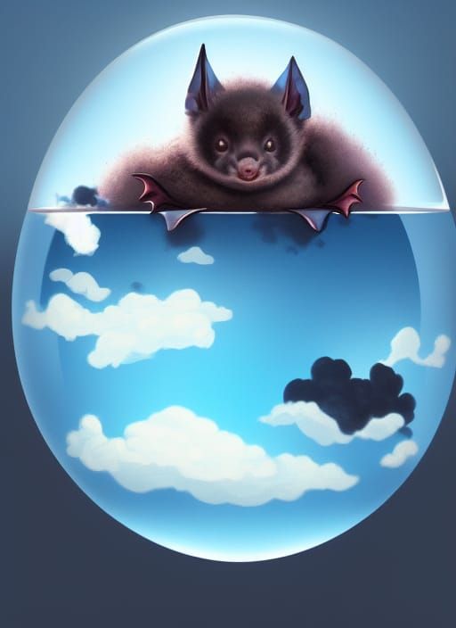 Baby Bat in Teacup Globe: Detailed Matte Painting