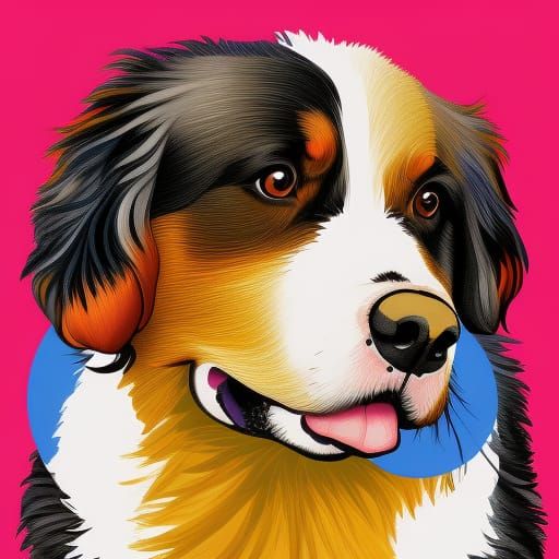 Bernese Mountain Dog in Pop Art Style