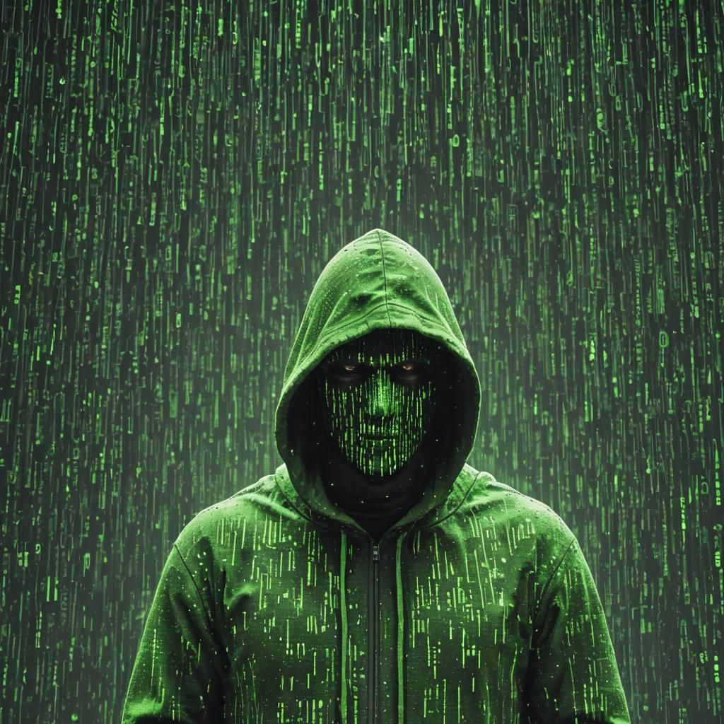 Binary Code Dream Green Hooded Spectre in a Dark place