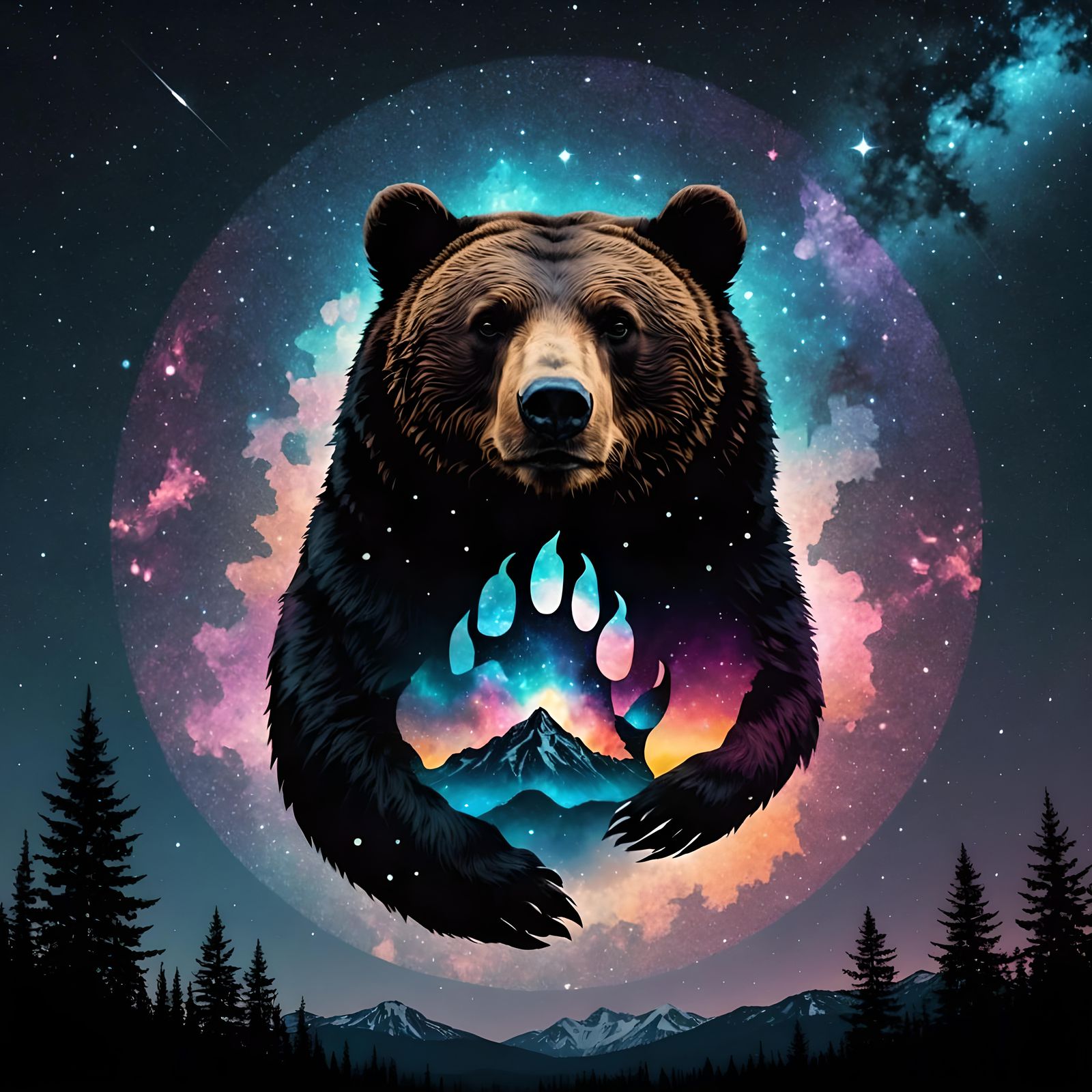 Bear Print Double Exposure