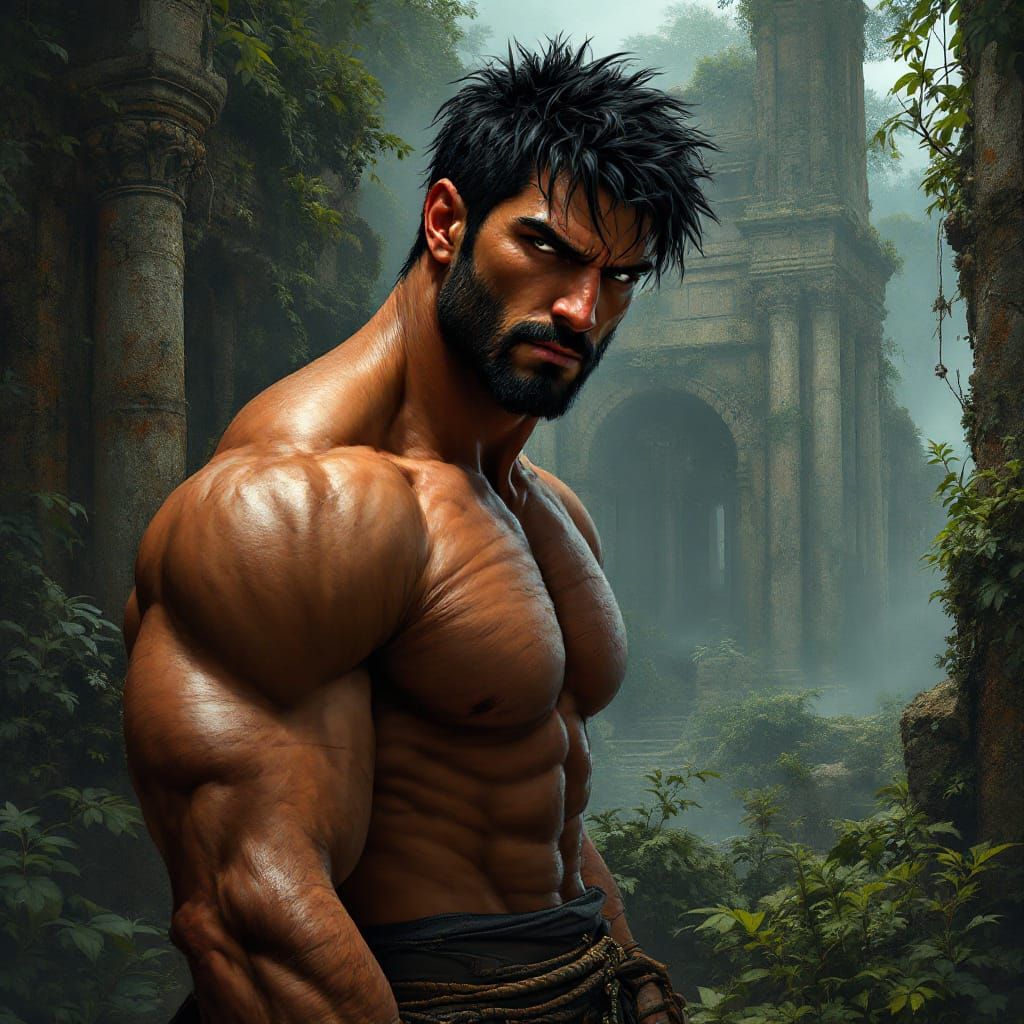 Italian Man in Ancient Ruins: Fantasy Concept Art