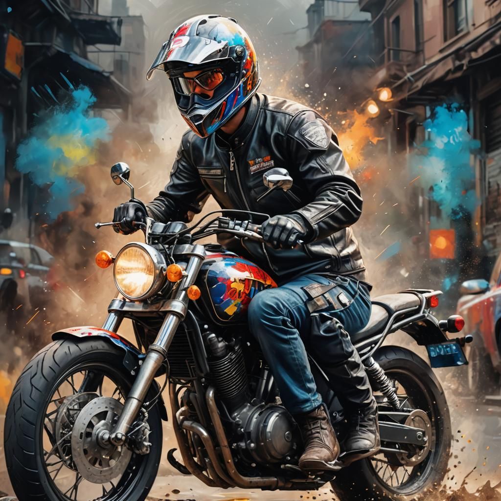 Hyperrealistic Motorcycle Splash Art in 4K