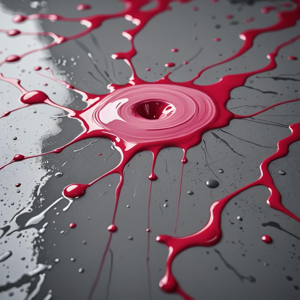 Pink Paint Drop Reflection in Macro Photography