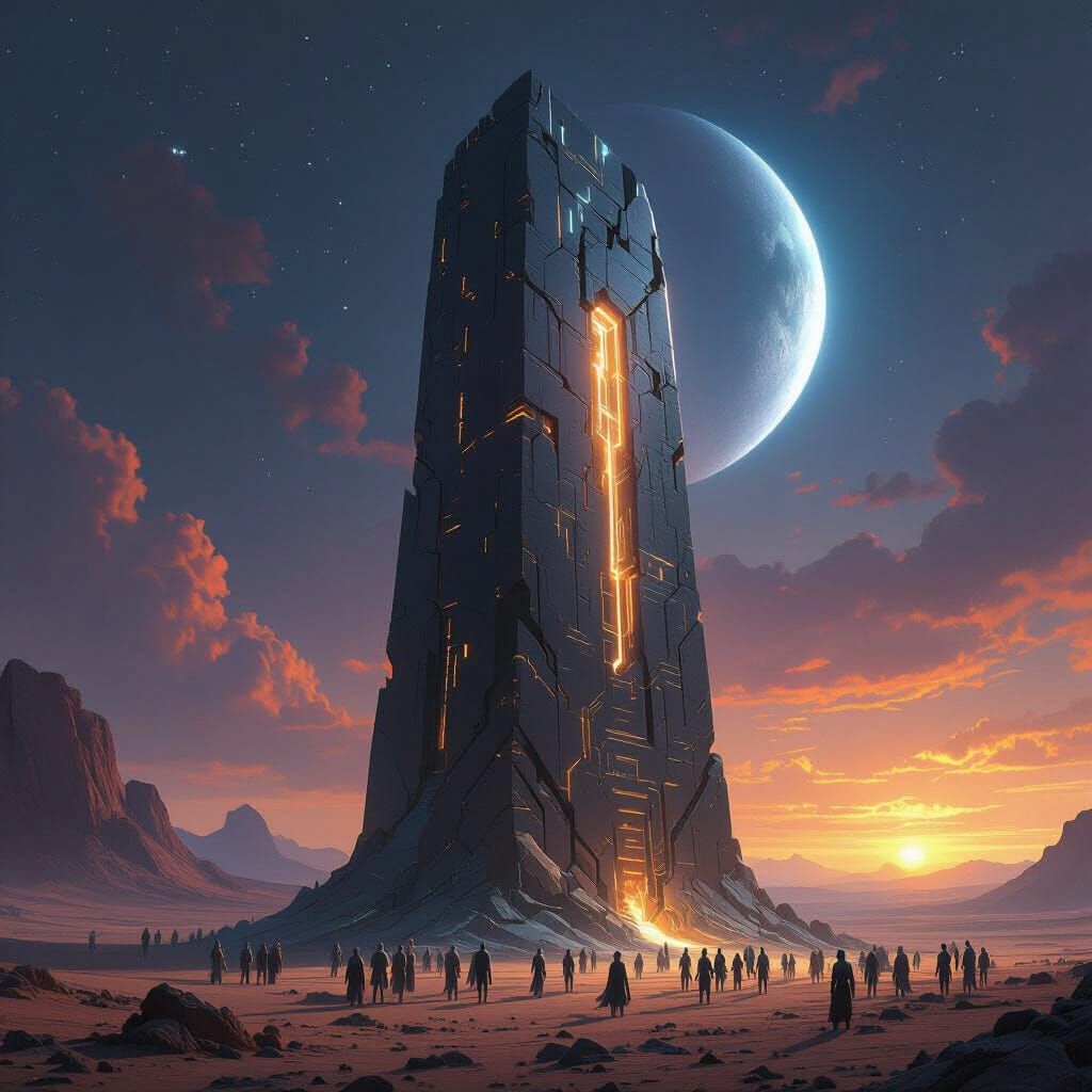 Colossal Alien Monument in Epic Sci-Fi Concept Art Style