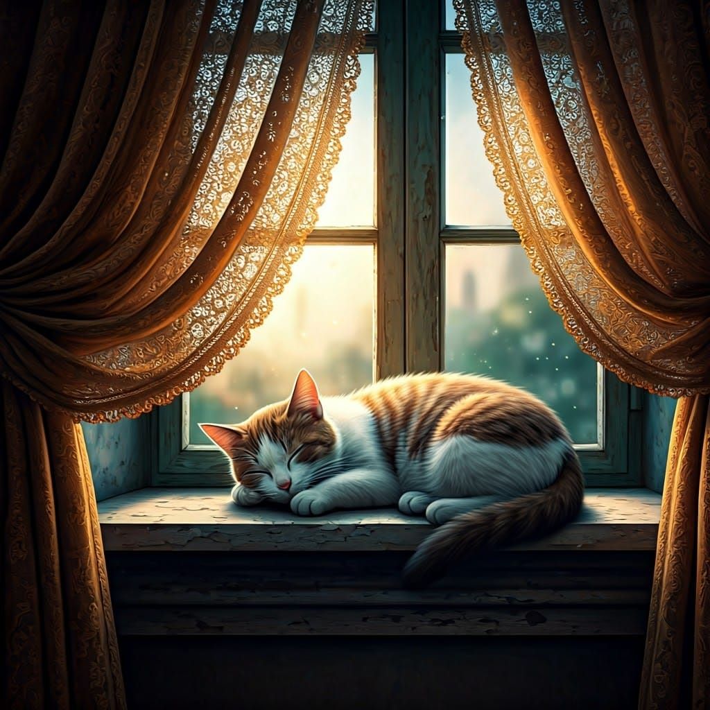 Peaceful Feline Sanctuary in Vibrant Splendor