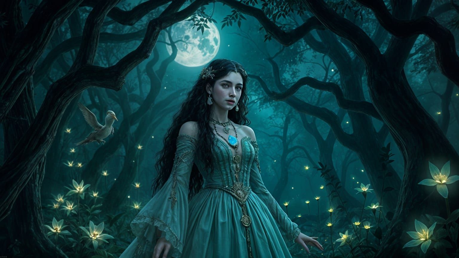 18th-Century French Creole Sorceress in a Mystical Grove