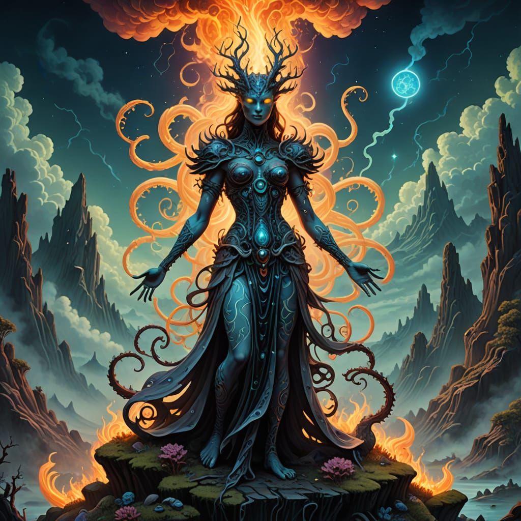 Ethereal Mystic in Dreamlike Landscape