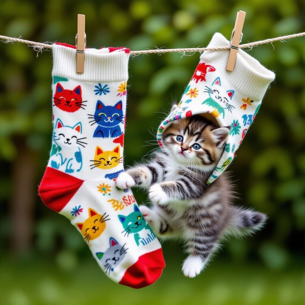 Cat in the sock. first try