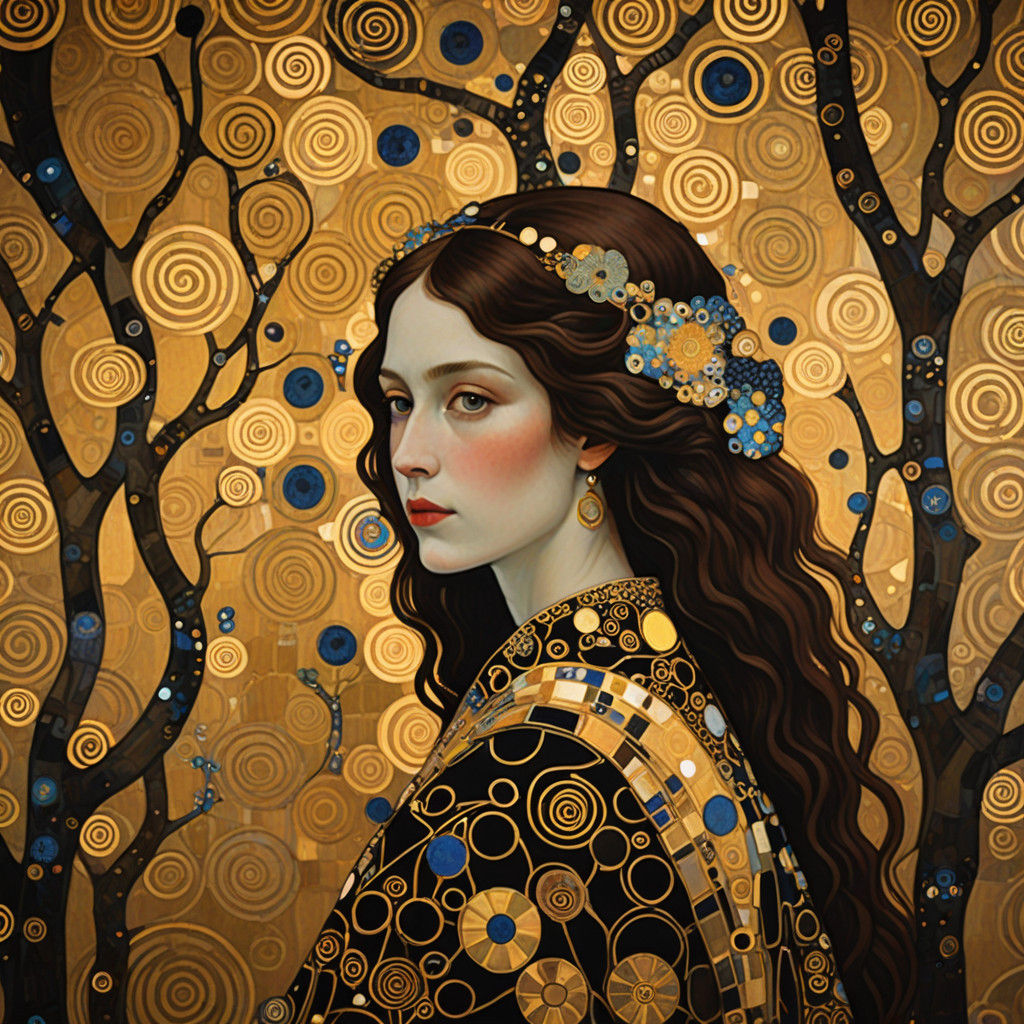Gilded Klimt-Inspired Masterpiece