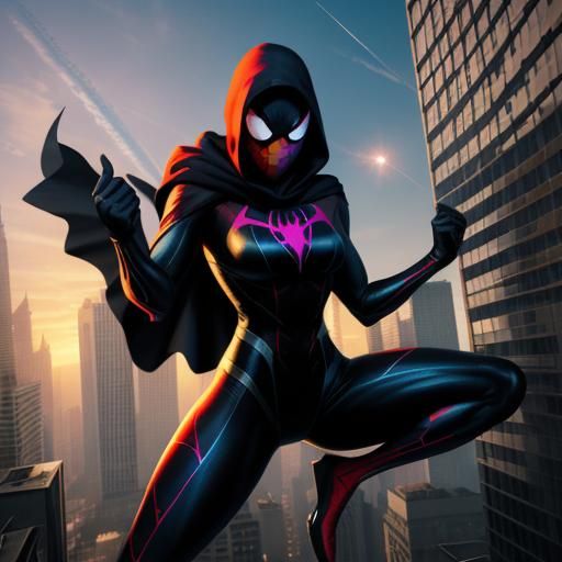 Spider-Gwen as Colossal Giant Woman in Comic Art