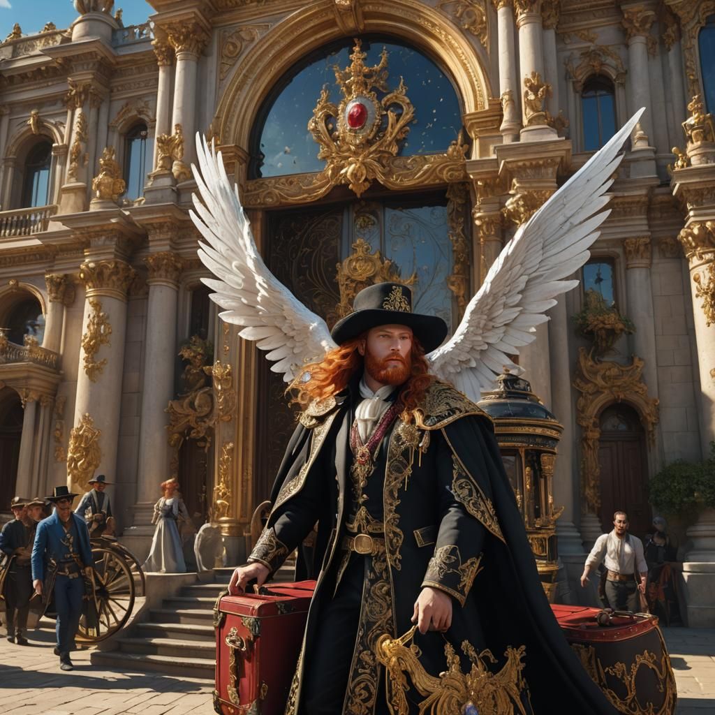 Prince with Angel Wings Loading Royal Carriage