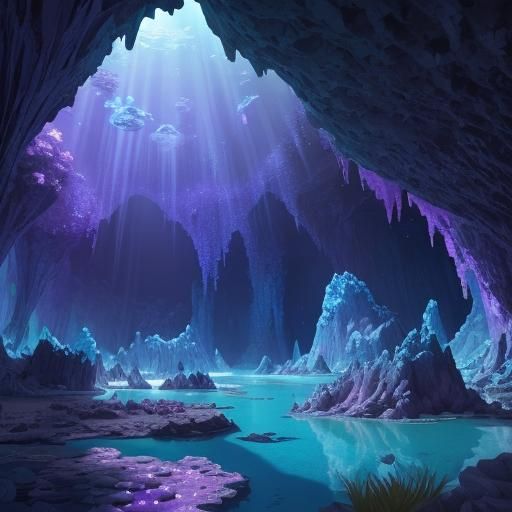 Glowing Crystal Cave Adventure: Fantasy Concept Art