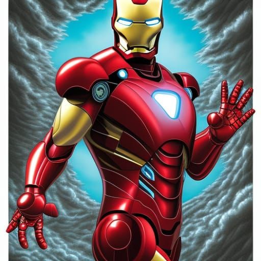 Iron Man in Comic Book Art Style