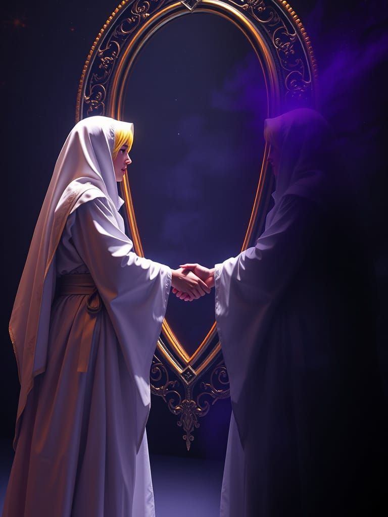 Mystical Mirror Image in Dark Fantasy Style