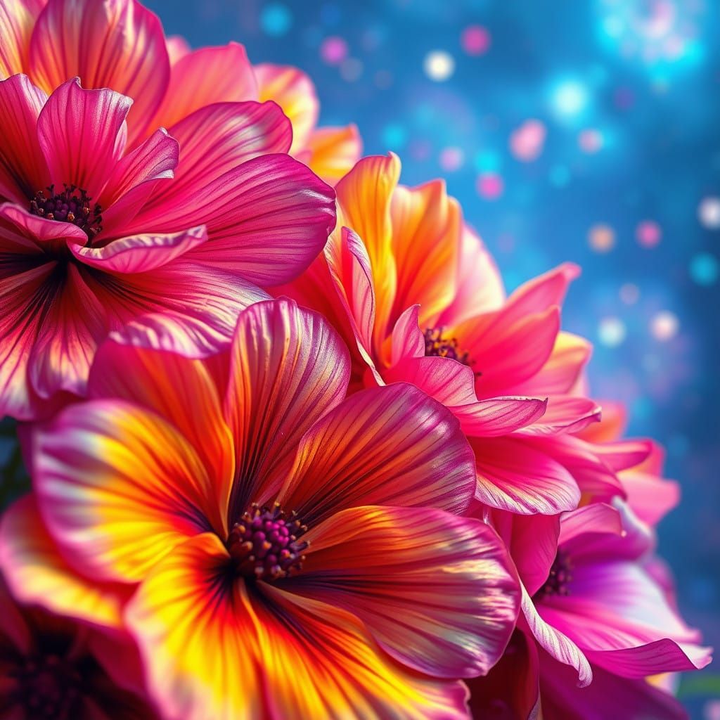 Ethereal Bloomscapes in Vibrant, Iridescent Splendor