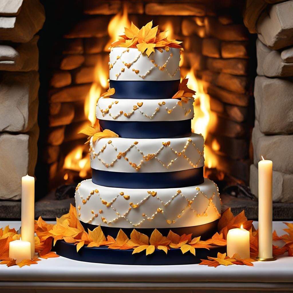 Elegant Wedding Cake with Autumnal Floral Design