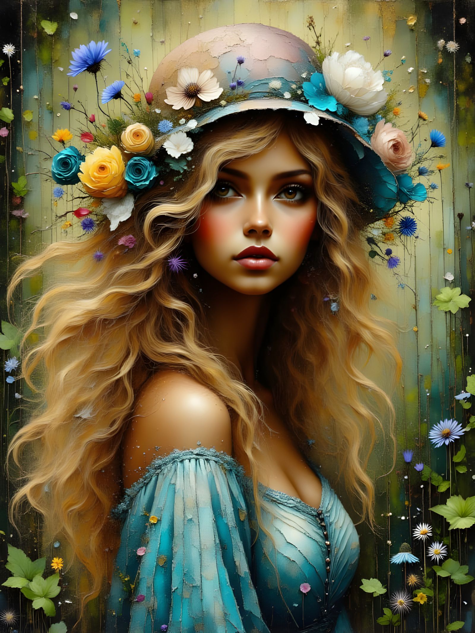 Elegant African American Witch Goddess in Impasto Style