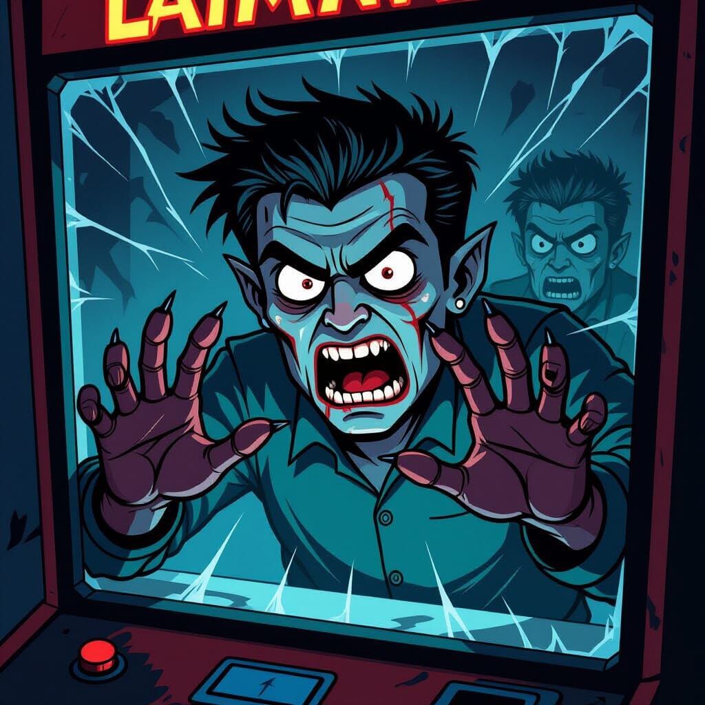 Horrifying Cartoon Demon Escapes Arcade Screen