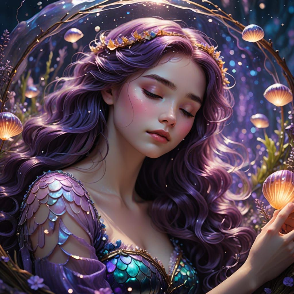 Ethereal Little Mermaid in Dreamy Ghibli-Inspired Fantasy Ar...
