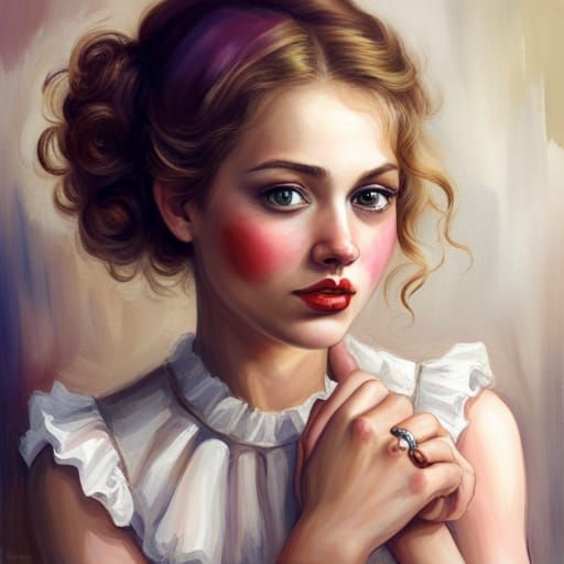 Girl in Clown Costume