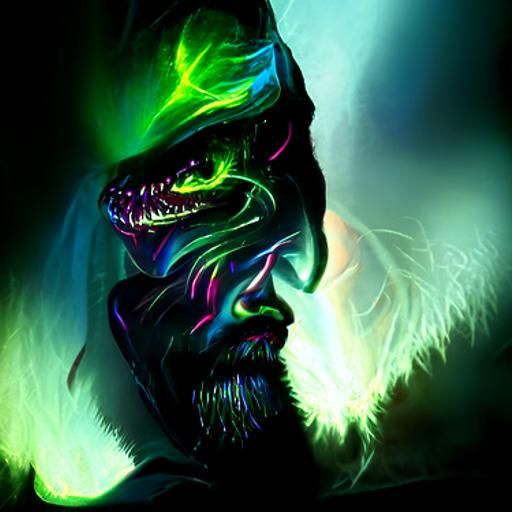 Sinister Green Dragon Wizard in Synthwave Style