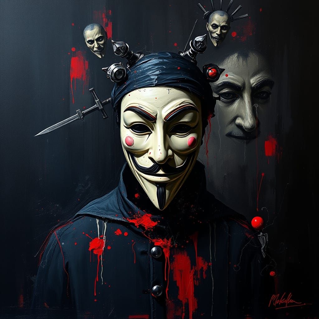 Sinister Guy Fawkes in Dramatic Oil Painting Style